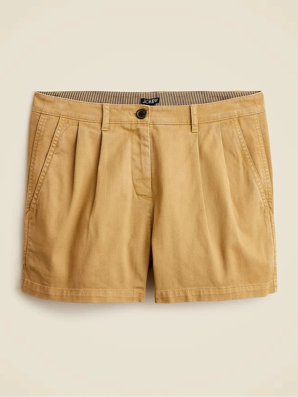J. Crew Women's 3” Pleated Heritage Chino Shorts in Khaki Size 14 NEW